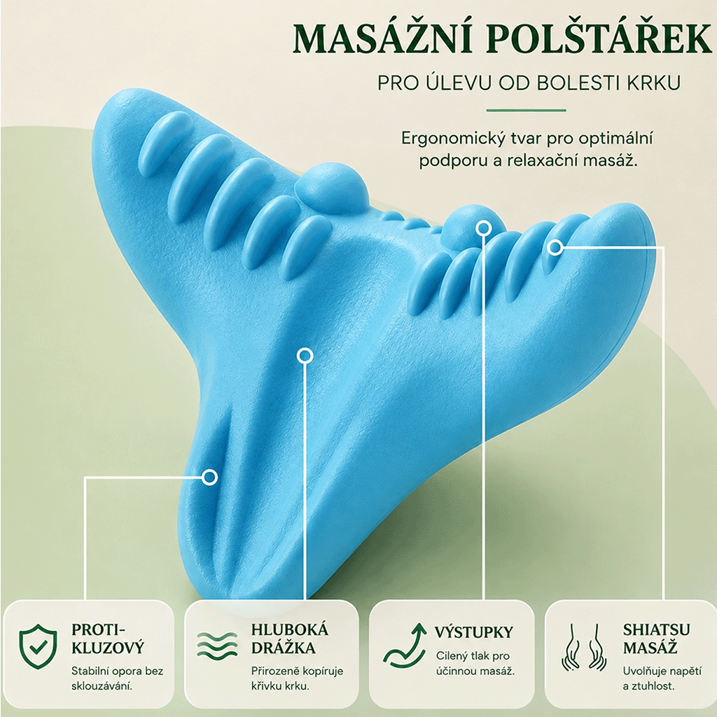 Krční podložka shiatsu trakční ergonomická